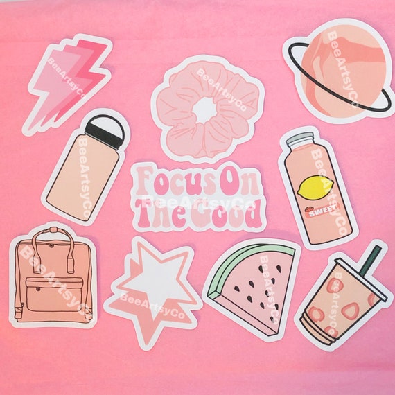 Pink Stickers Aesthetic sticker pack Cute stickers VSCO | Etsy