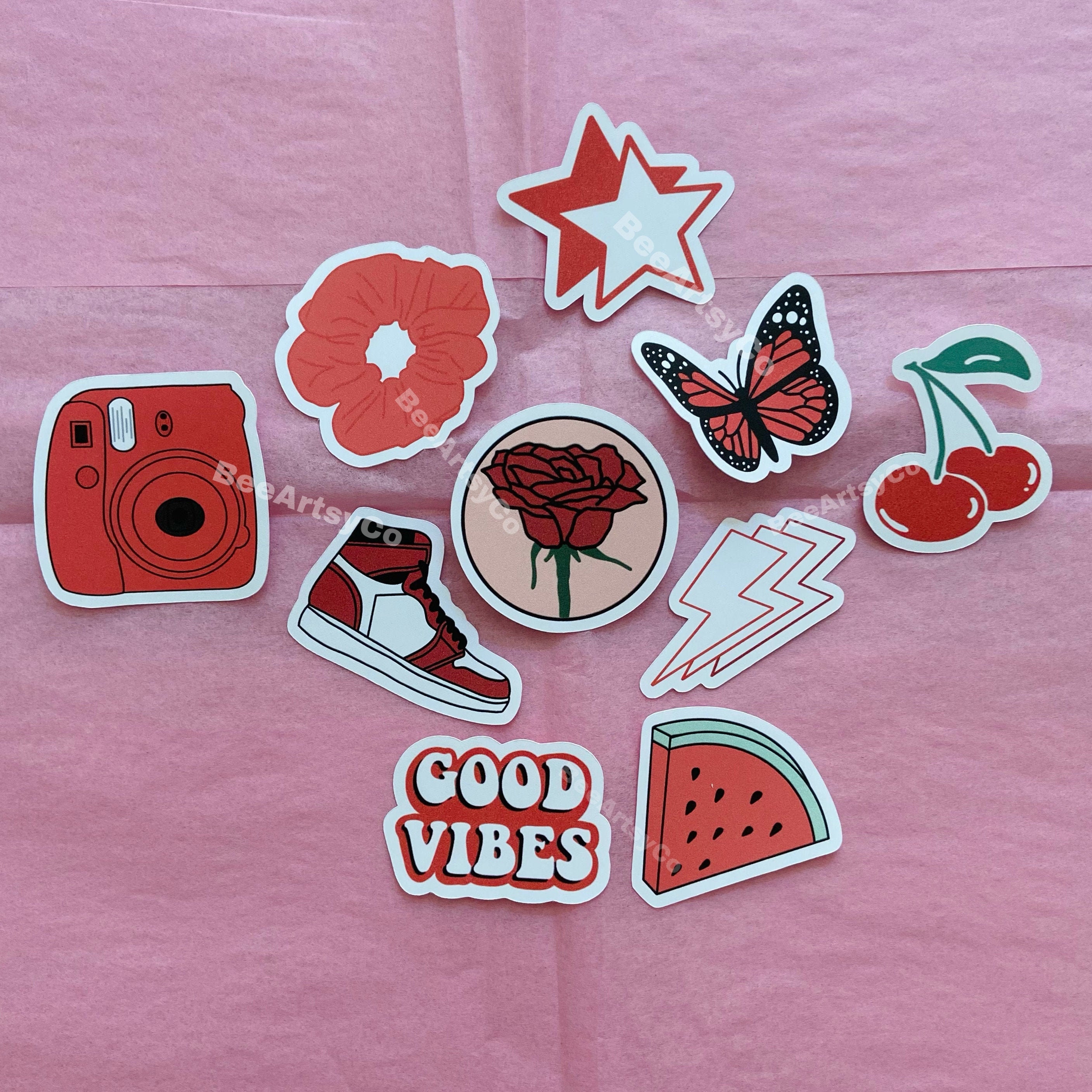 Red Stickers | Bujo stickers | Trendy sticker pack | Aesthetic sticker pack  | VSCO stickers | Gifts for friends | hydroflask stickers