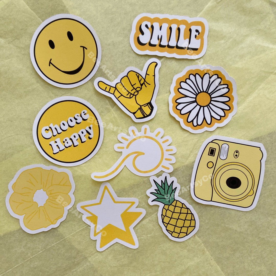 Yellow Stickers Aesthetic Stickers Waterbottle Stickers Journal Stickers  Bujo Stickers VSCO Stickers Trendy Stickersgifts for Friends 