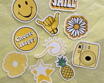 yellow aesthetic stickers etsy
