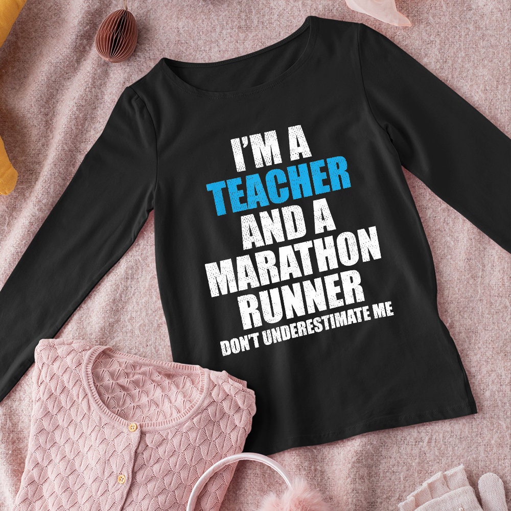 Teacher Running Marathon Funny Teacher Runner TShirt Etsy