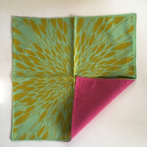 Heirloom 2 Furoshiki reusable fabric giftwrap, Made in Lutruwita Tasmania Yellow prnt on green