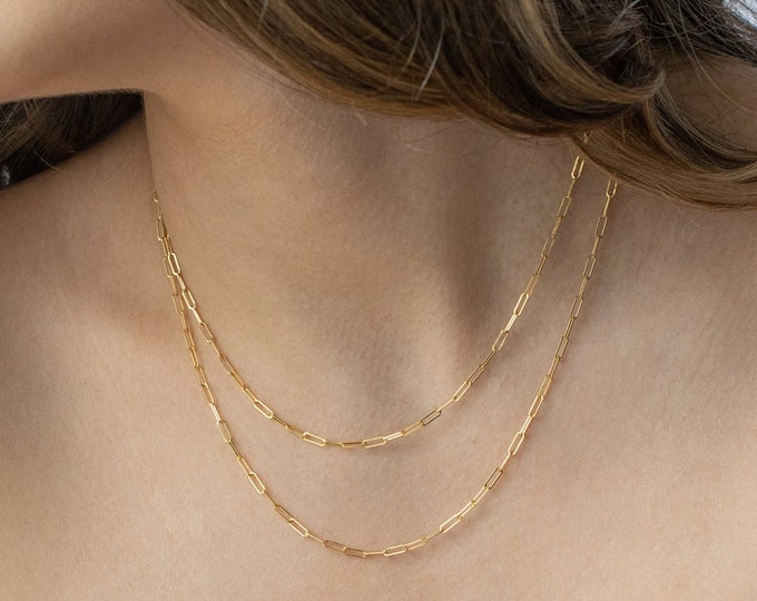 14k Paperclip Necklace • 14k Gold Necklace • Gold Jewelry • Gold Chain Necklace • Dainty Gold Necklace • Necklaces for Women • Jewelry Gift