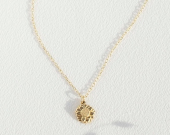14K Sonnenblumen Kette • Du bist mein Sonnenschein • 14k Gold Kette • Massiv Gold Kette • 14k Gold Kette • 14k Gold Schmuck • Weihnachtsgeschenk