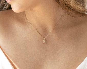 Engelsflügel Halskette • Diamantflügel Halskette • 14k Goldkette • Patin Geschenk • 14k Goldkette • Massivgold Engelflügel • Weihnachtsgeschenk