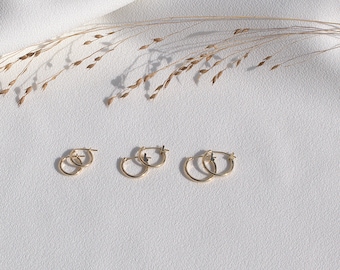 14K Yellow Polished Tube Hoop Earrings, Minimalist Earrings, Yellow Gold Earrings, Small Cute Hoop Earrings 2*16mm,20mm,25mm,Christmas gift