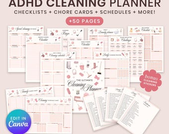 ADHD Cleaning Planner, Chore Charts, Checklists (Digital)
