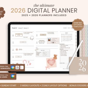 2026 Digital Planner, 2026 Landscape Planner, 2026 Planner, 2026 Dated Planner, Hyperlinked Digital Life Planner, GoodNotes 2026 Planner