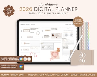 2026 Digital Planner, 2026 Landscape Planner, 2026 Planner, 2026 Dated Planner, Hyperlinked Digital Life Planner, GoodNotes 2026 Planner