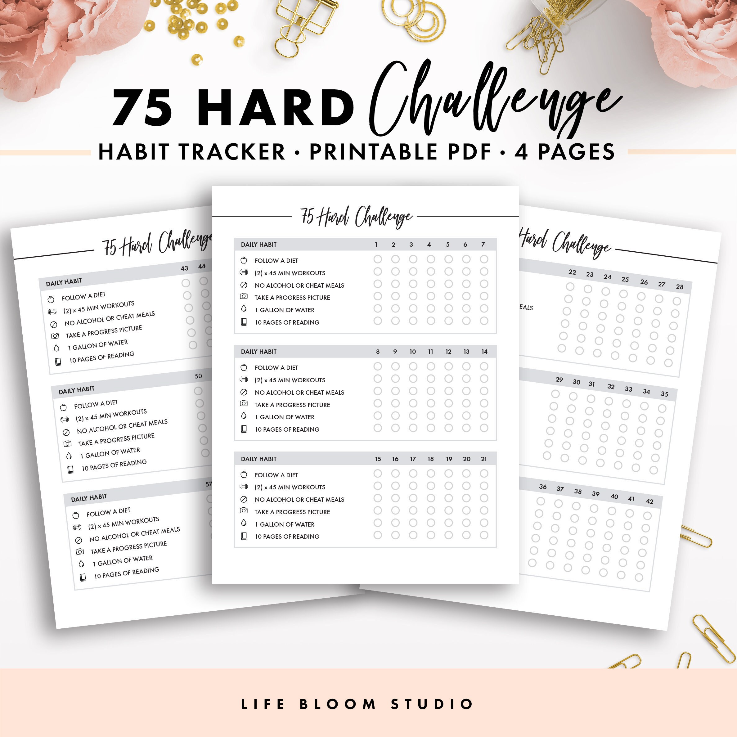 75 Hard Calendar Printable Free
