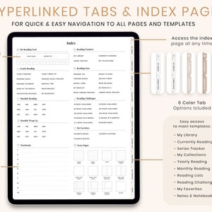 Digital Reading Journal, Digital Reading Planner, Digital Journal, Goodnotes Journal, Book Review, Reading Log, Reading Tracker, Bookshelf image 2