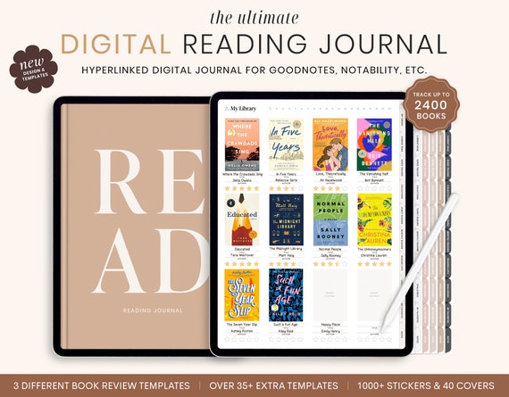 Digital Reading Journal, Digital Reading Planner, Digital Journal, Goodnotes Journal, Book Review, Reading Log, Reading Tracker, Bookshelf