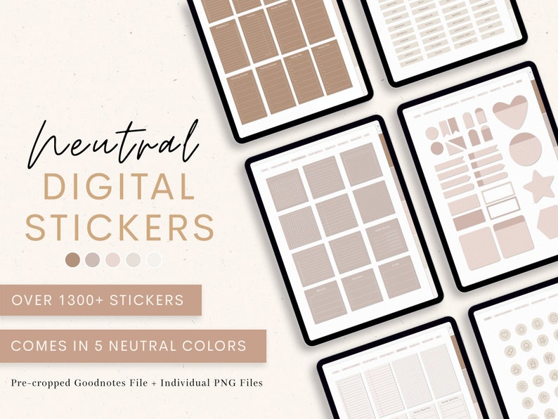 Neutral Digital Stickers Pack Digital Planner Stickerbook Etsy