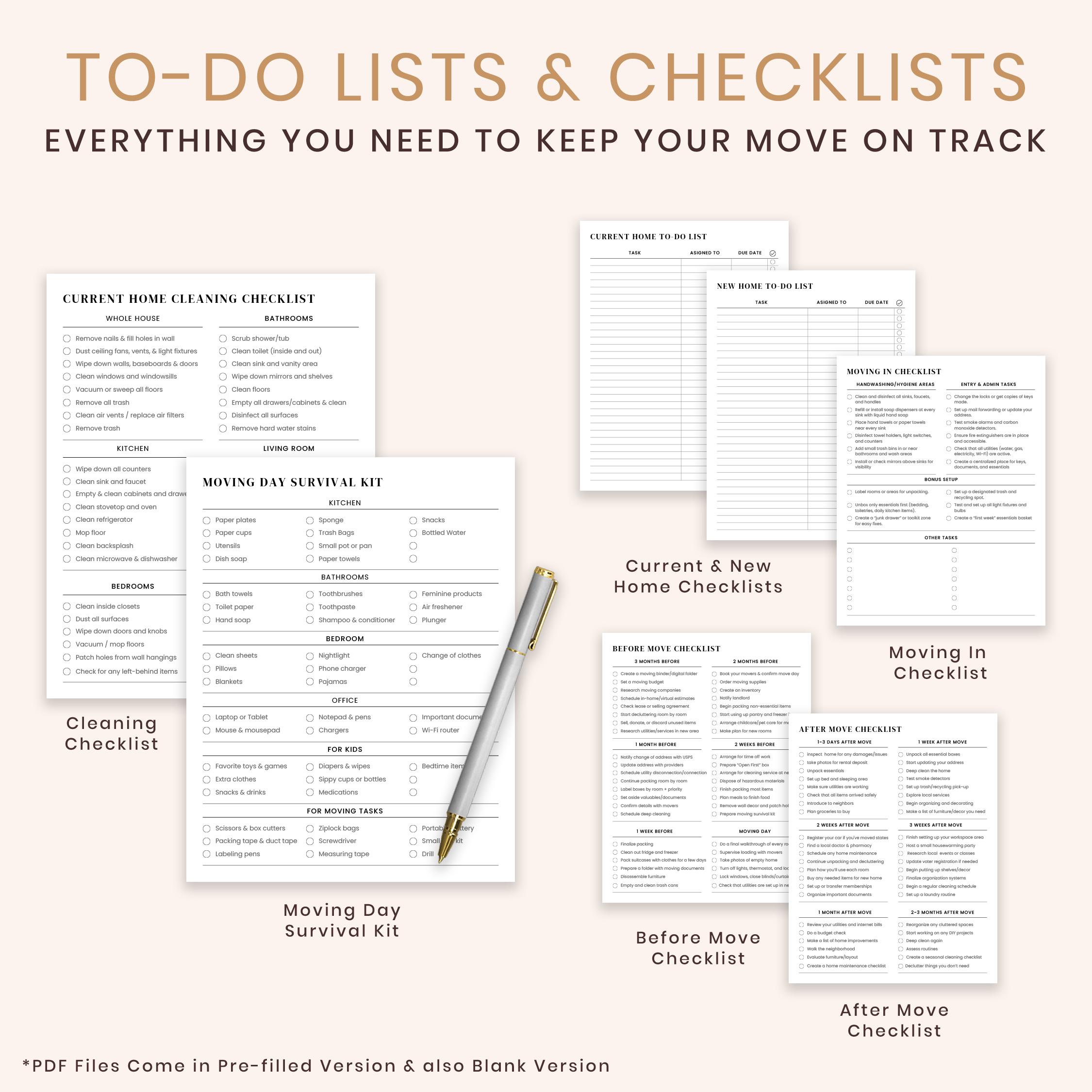 Printable Moving Planner | Moving Binder Pdf | Moving Checklist, List ...