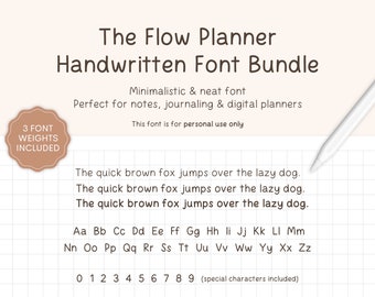 Handwritten Font Bundle, Minimalistic Font, Neat Font, Handwriting Font, Cute Handwriting, Neat Handwriting, Digital Planner Font