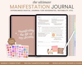 Digital Manifestation Journal, GoodNotes Planner, Affirmation Stickers (Digital Download)