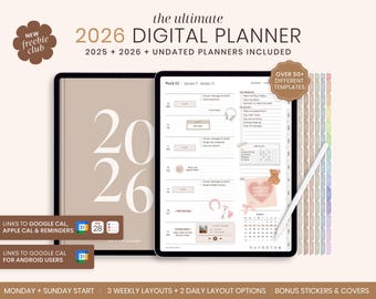 2026 Digital Planner, 2026 Portrait Planner, 2026 Planner, 2026 Dated Planner, Hyperlinked Digital Life Planner, GoodNotes 2026 Planner iPad