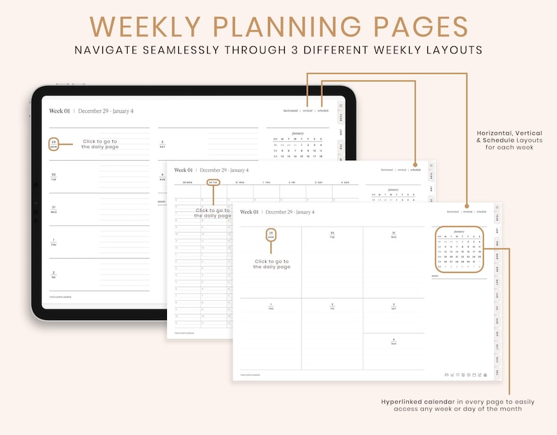 2026 Digital Planner, 2026 Landscape Planner, 2026 Planner, 2026 Dated Planner, Hyperlinked Digital Life Planner, GoodNotes 2026 Planner afbeelding 6