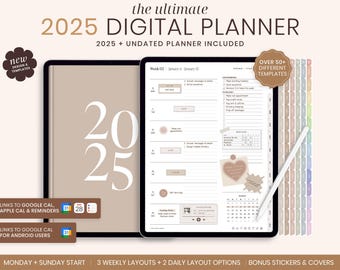 2025 Digital Planner, 2025 Portrait Planner, 2025 Planner, 2025 Dated Planner, Hyperlinked Digital Life Planner, GoodNotes 2025 Planner iPad