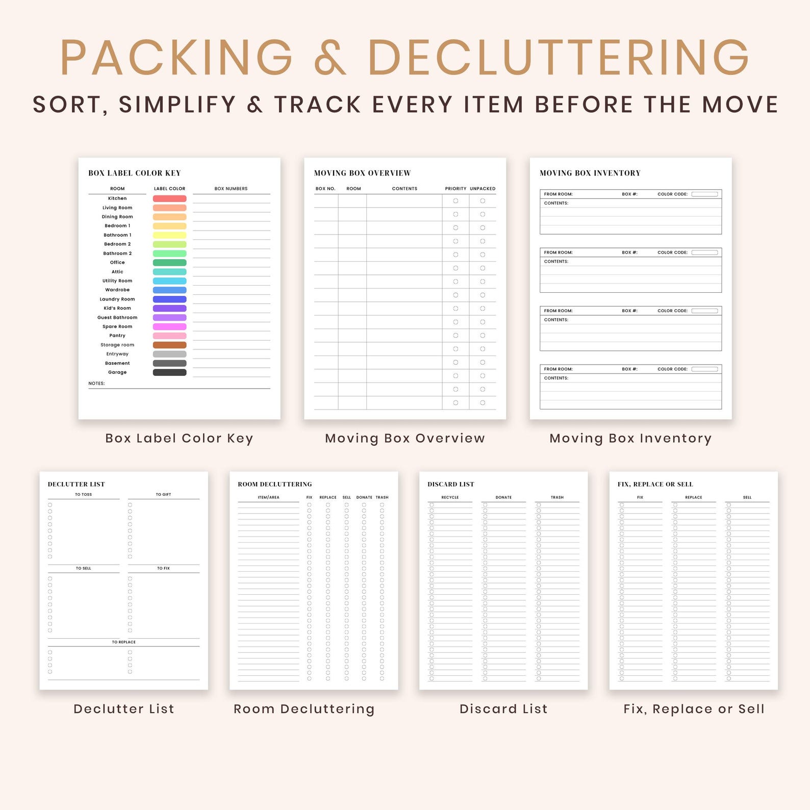 Printable Moving Planner | Moving Binder Pdf | Moving Checklist, List ...