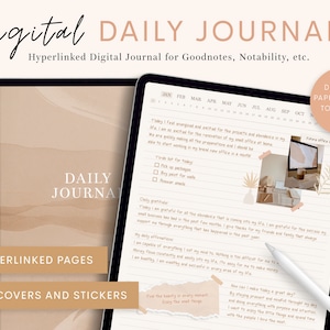 Digital Daily Journal, 365 Pages, Digital Journal for iPad, Goodnotes and Notability, Hyperlinked Journal, Digital Diary, Neutral Journal