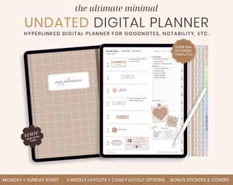 Undated Digital Planner, iPad & Android Planner, GoodNotes Planner, Digital Calendar, Daily, Weekly, Monthly Journal, 2024 2025 iPad Planner