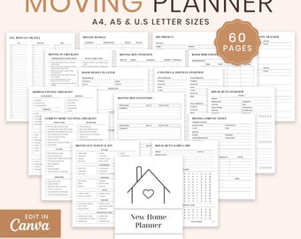 Planner per traslochi stampabile, lista di controllo per traslochi in PDF, raccoglitore per traslochi, regalo per traslochi, lista di controllo per traslochi stampabile, planner per il decluttering