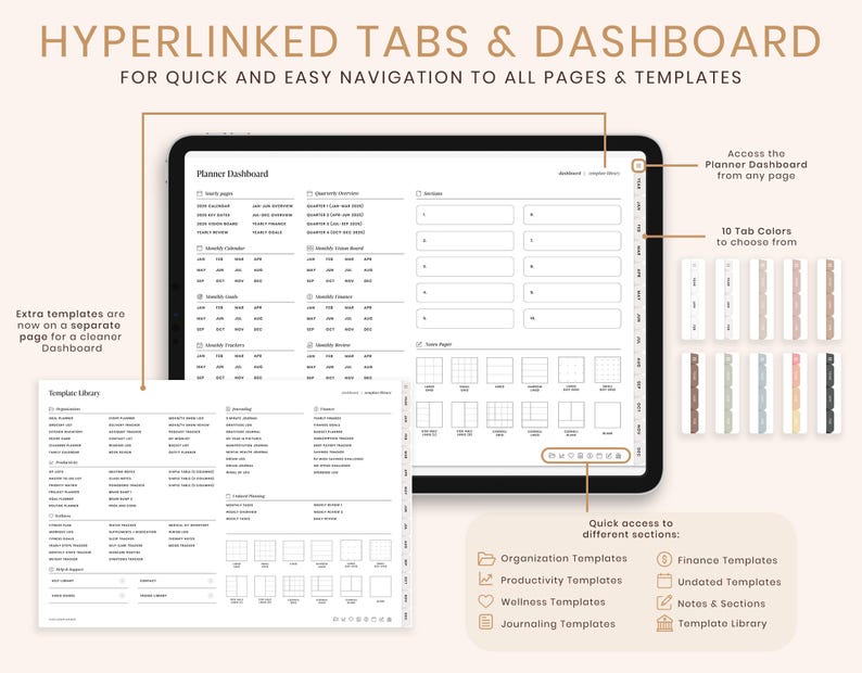 2026 Digital Planner, 2026 Landscape Planner, 2026 Planner, 2026 Dated Planner, Hyperlinked Digital Life Planner, GoodNotes 2026 Planner afbeelding 3