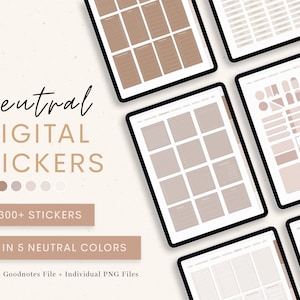 Neutral Digital Stickers Pack | Digital Planner StickerBook for GoodNotes | Stickers Bundle for Digital Planning iPad | Notability Stickers