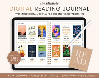 Digital Reading Journal, Book Review Tracker (Digital Download)