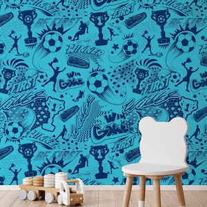 Football Wallpaper Peel and Stick | Soccer Style | Sport Inspired Removable Wall Sticker