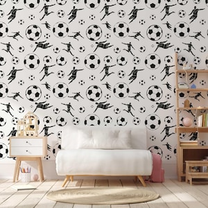 Football Design Wallpaper for Kids room | Soccer Design Mural for Boys room | Sportive Themed Wallpaper