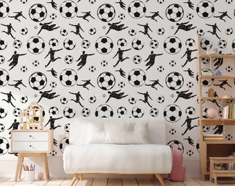 Football Design Wallpaper for Kids room | Soccer Design Mural for Boys room | Sportive Themed Wallpaper