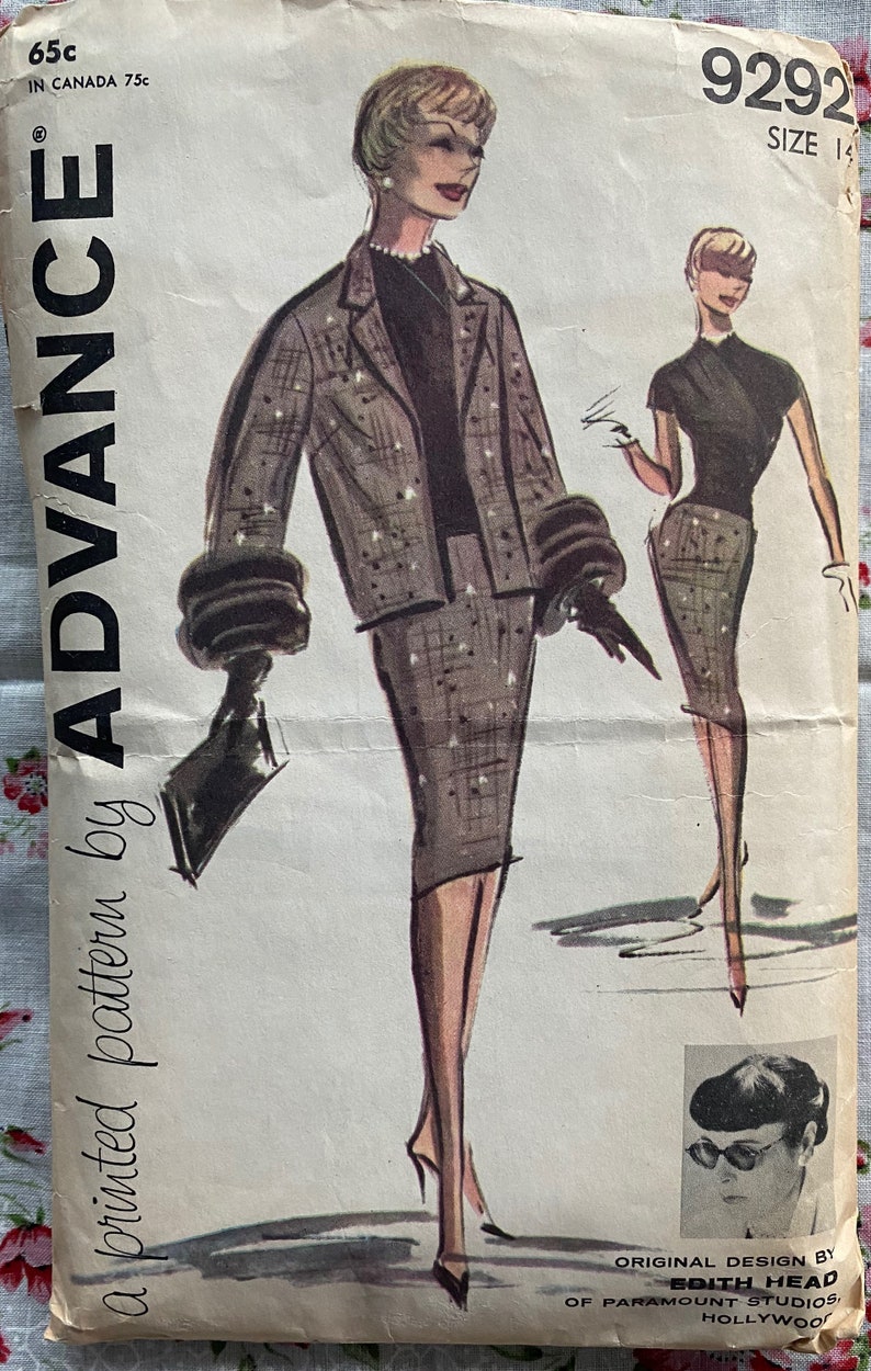 Advance 9292 VINTAGE 60/'s Sewing Pattern by Edith Head Misses/' Suit and Blouse Sz 14 UNCUT