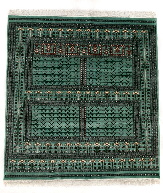 Wind Palace Design Rug Wool Pistachio Green Vintage Persian Rug
