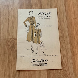 Original 1950 October McCall Style News, 16 pages of over 40 Patterns!  Distributed at Schuster&#39;s Dept Store, Milwaukee, WI