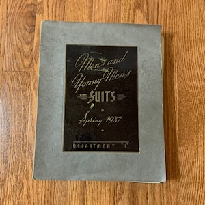 RARE 1937 J.C. Penney&#39;s Town Clad Men&#39;s and Young Men&#39;s Spring Salesman Sample Suit Silhouettes and Fabric Swatches, 350+ Swatches!