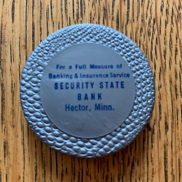 1956 Measuring Pocket Metal Tape, Advertising 25th Anniversary 1931-1956, Security State Bank, Hector, MN