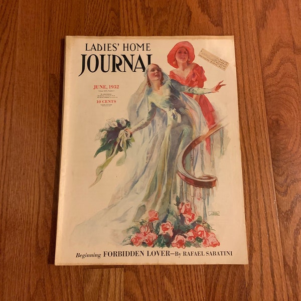 1932 Ladies Home Journal, June, Curtis Publishing, Philadelphia, Fashions, Wedding, Color illustrations, adv. Coca-Cola, cover John La Gatta