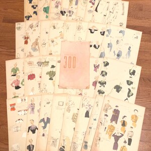 RARE 1940's French Details 300 Couture!  Les Editions "IDEES" La Motte Picquet Paris, Fabulous Fashion drawings, 32 pages color, complete