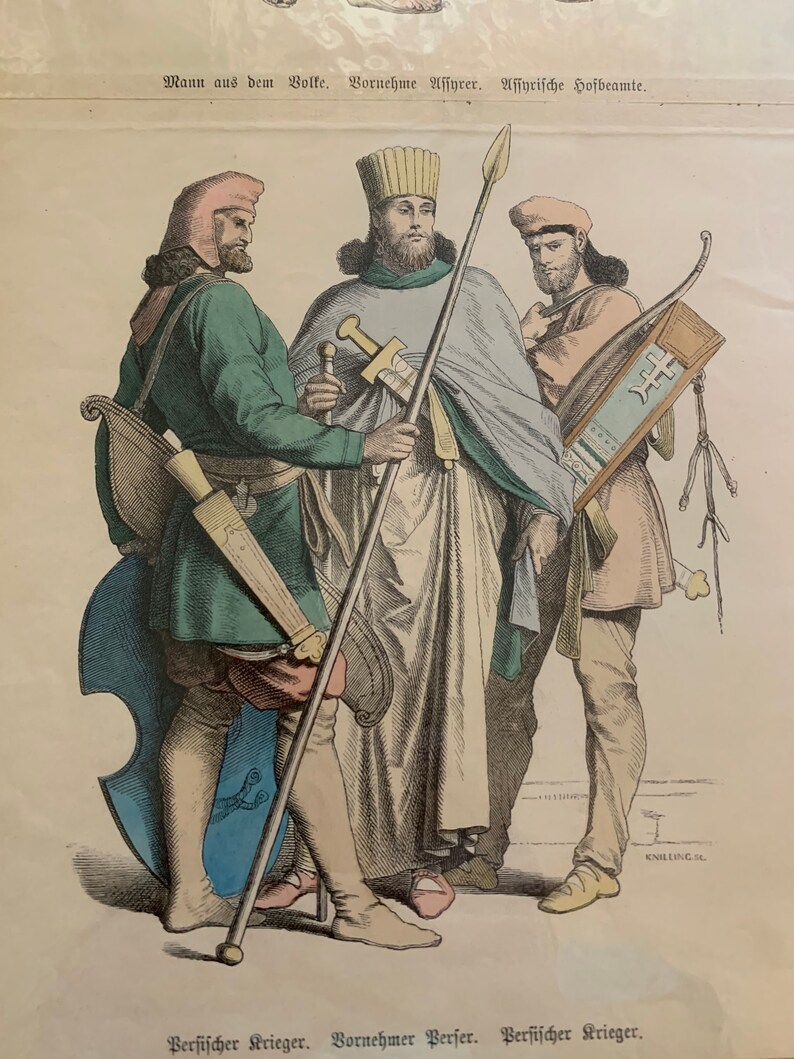 Original 1880/'s History of Costume Hand Colored Plate No 635