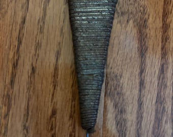 1890's Victorian Hatpin Triangle Black Metallic,  8" , Millinery Headpiece Accessory, Collector Piece