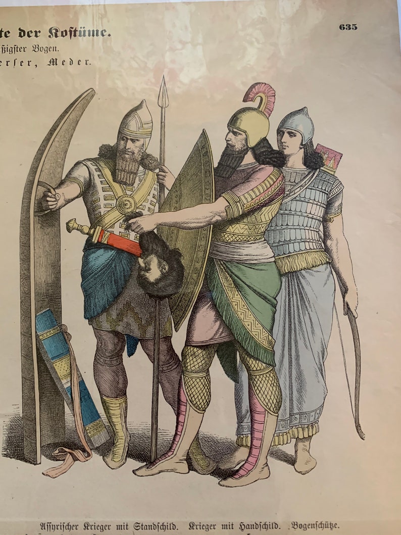 Original 1880/'s History of Costume Hand Colored Plate No 635