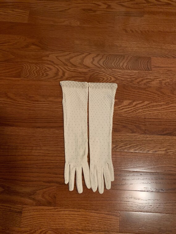 1980's Hand Sewn Faux Pearl Opera Evening Gloves, 