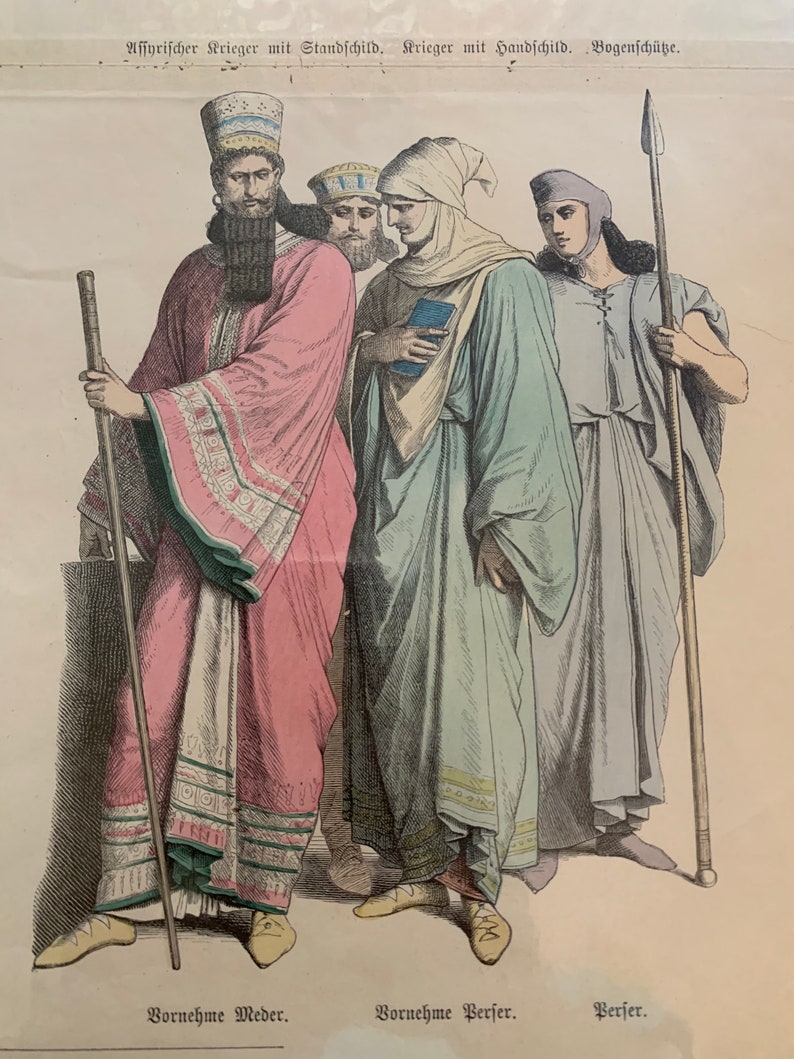 Original 1880/'s History of Costume Hand Colored Plate No 635