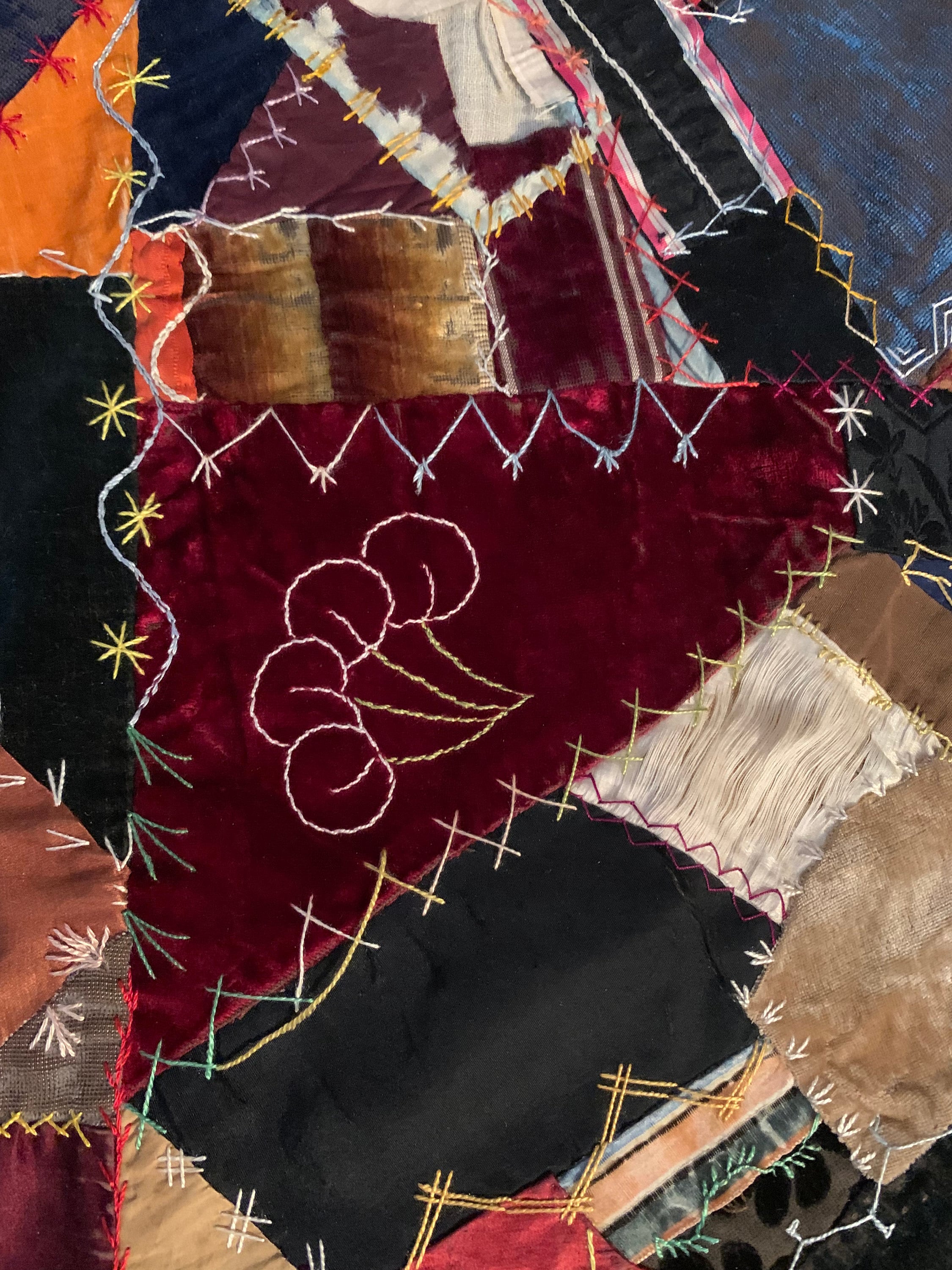 1890's Crazy Quilt Hand Embroidered Hand Quilted Silks Etsy
