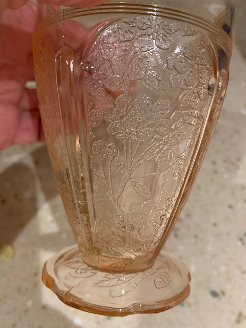 1930's Pink Cherry Blossom Depression Glass 4 1/2 Etsy