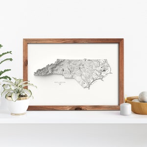 North Carolina Map, North Carolina Wall Art, Topographic Map, North Carolina Gifts, North Carolina Print, North Carolina Poster