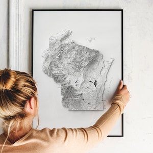 Wisconsin Map, Wisconsin Wall Art, Topographic Map, Wisconsin Decor, Wisconsin Gifts, Wisconsin Print, Wisconsin Poster, Wisconsin Map Art
