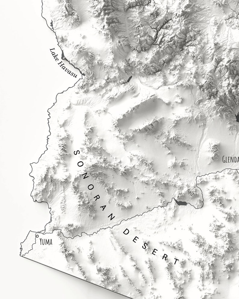 Arte de la pared de Arizona, Mapa de Arizona, Mapa de Arizona, Regalo de bienvenida, Regalo de mudanza, Regalo de larga distancia, Impresión de Arizona, Impresión de Arizona imagen 5